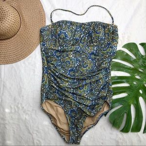 J. Crew Ruched bandeau one-piece swimsuit